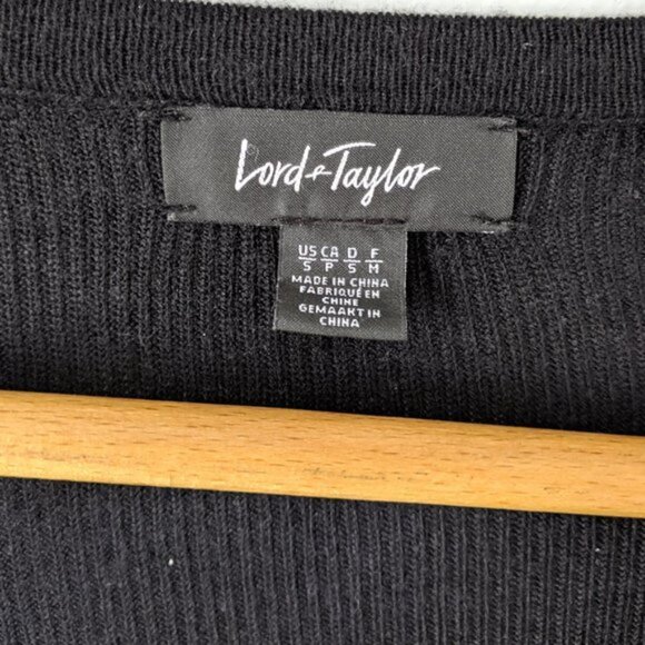 Lord Taylor Long Stretch Knit Tunic Top 34 Sleeves Bell Flared Shirt Black - Picture 5 of 10